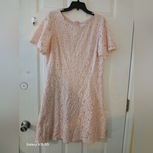 VTG J Howard Lace Overlay Mauve/blush 18W Dress  (030926D)